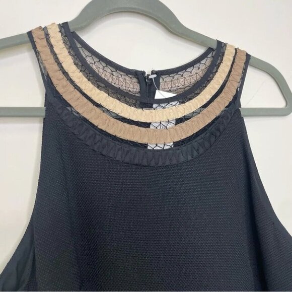 Ann Taylor NWT Black Zip Up Back Textured Semi Formal Midi Dress Size 10 - Picture 5 of 12